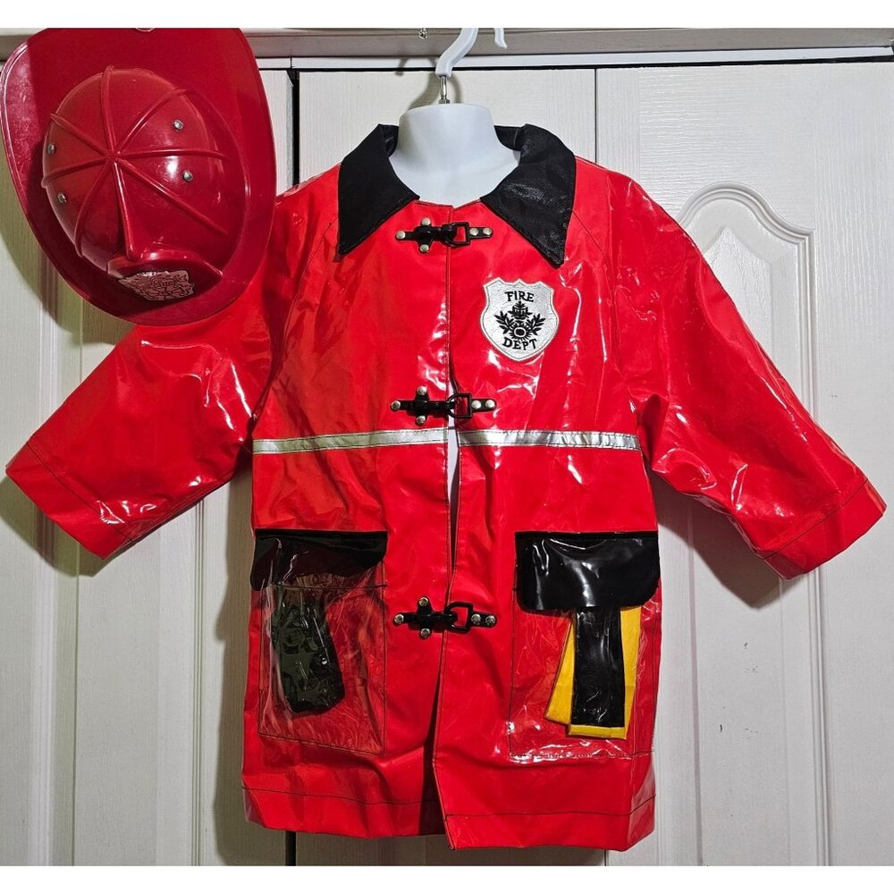 Firefighter Fire Chief Dress Up Costume Set Jacket Radio Hose Helmet